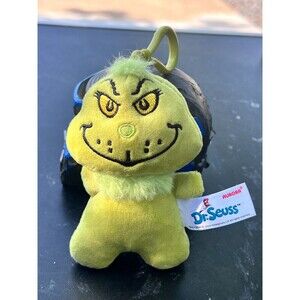 Dr. Seuss Grinch Clip On Plush Stuffed Toy Keychain Bag Charm 4"